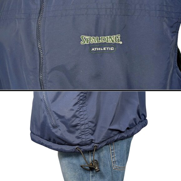 Spalding Athletic XL Vintage Reversible Blue & Green Fleece Full Zip Vest - Picture 9 of 9